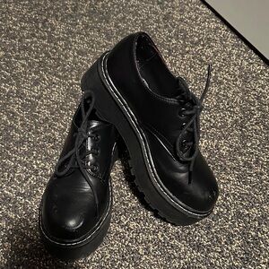 Wild Pair Black Platform Lace-Up Shoes